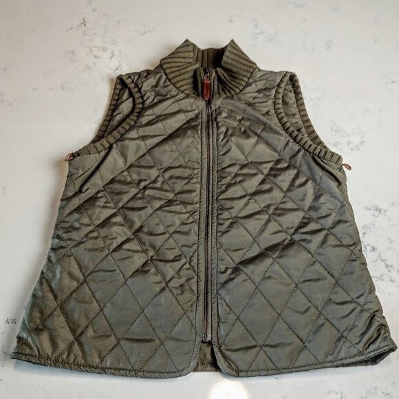 Massimo Dutti Olive Green Quilted Zip Front Vest - Picture 3 of 10